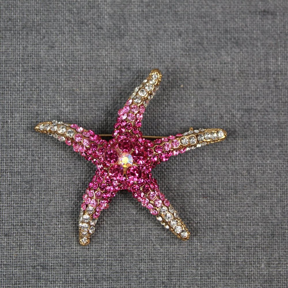Rhinestone Starfish Brooch